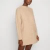 Even&Odd Perkin Ausschnitt Mini Strickkleid - Robe Pull - Tan