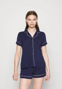 Anna Field Button Through Pj Set - Pyjama - Blue/White